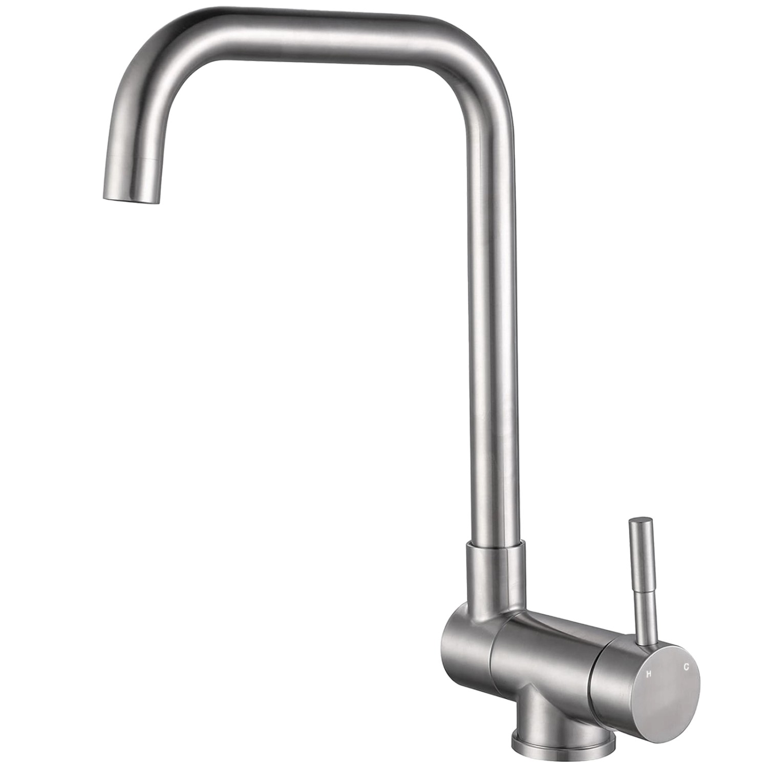 AICA Wasserhahn Doppelfunktion 360° Drehbare Kippbare Silber Küchenarmatur mit 304 Edelstahl und Keramikventil Mischbatt...