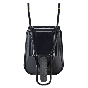 Schwarze Haemmerlin Schubkarre Clipso Excellium mit Luftrad, 100 l, von vorne.