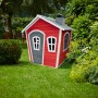 Axi Spielhaus Olaf, rot-graues Holzhaus mit Fenster und Tür für Kinder im Garten.