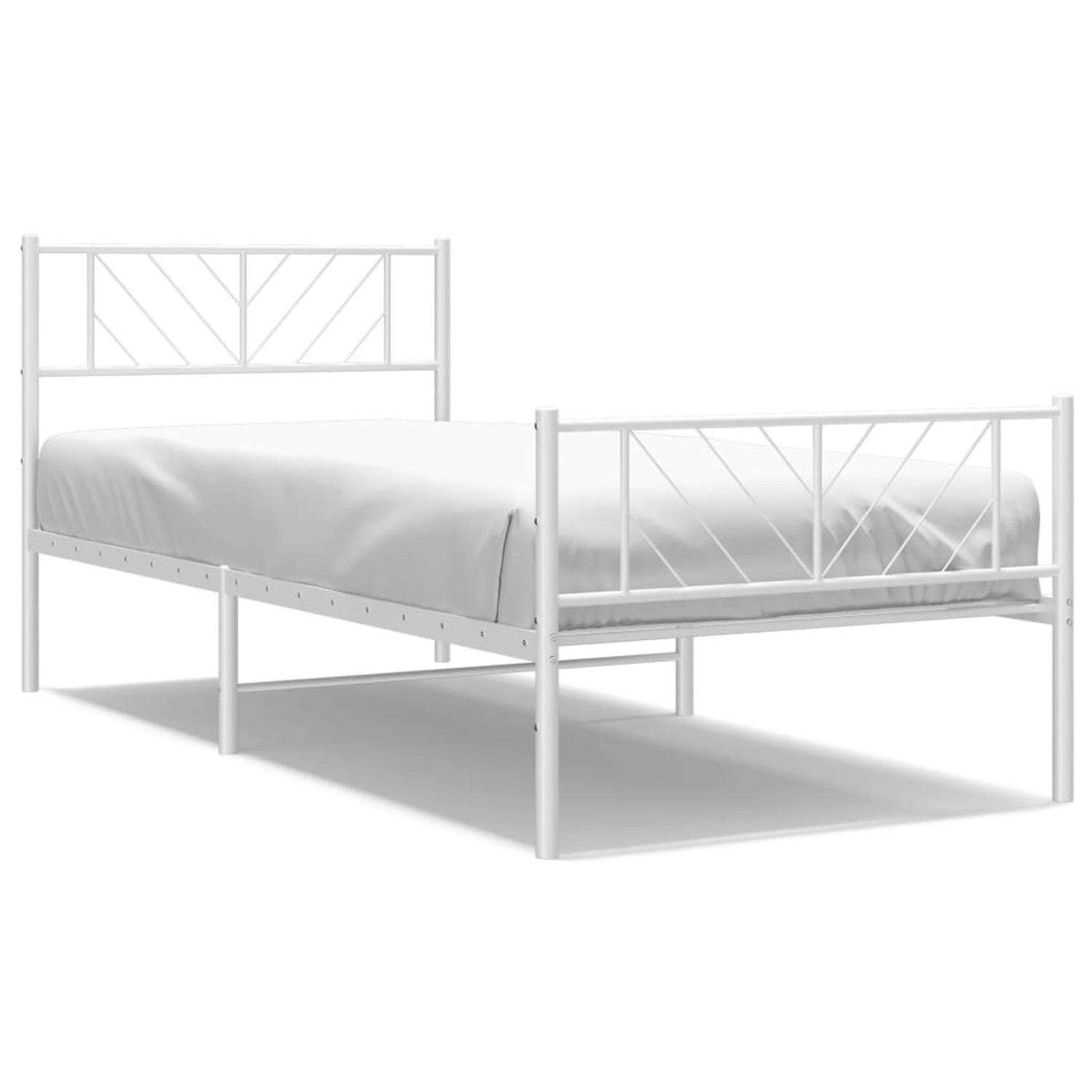 vidaXL Bettgestell mit Kopf- und Fußteil Metall Weiß 75x190 cm Modell 11189 günstig online kaufen