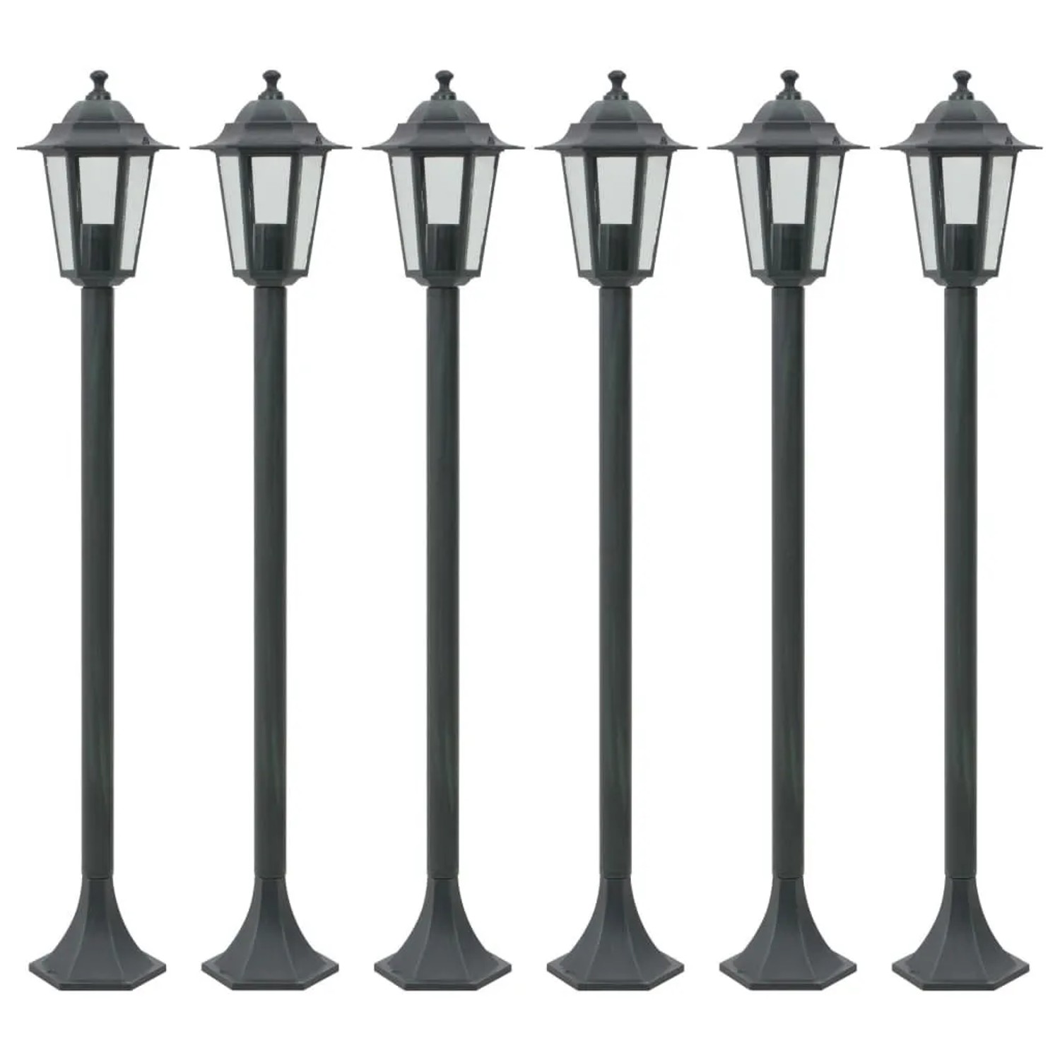 vidaXL Garten-Pollerleuchte 6 Stk E27 110 cm Aluminium Dunkelgrün 44214