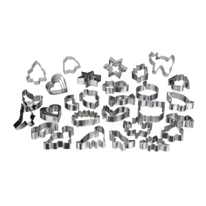 Relaxdays Ausstechformen 36er Set Edelstahl Silber Spülmaschinengeeignet 4 cm bis 8 cm