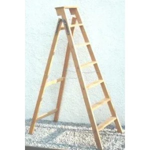 PROREGAL Holzleiter mit 6 Stufen und Ablagebrett, ideal für Putzarbeiten.