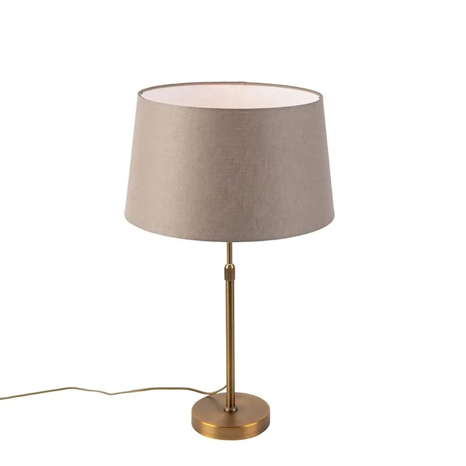 QAZQA Bronze Tischlampe mit Leinenschirm Taupe 35 cm Parte