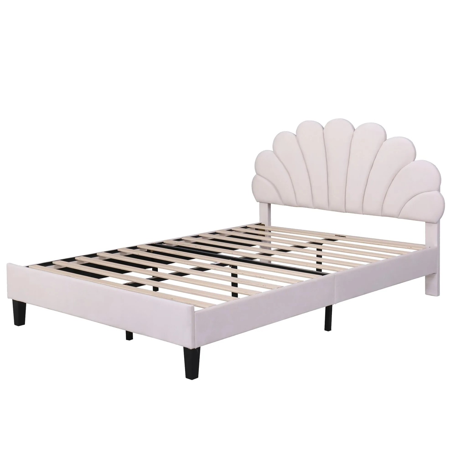 okwish Polsterbett 140×200 Kinderbett mit Kopfteil in Blumenform und Lattenrost ohne Matratze