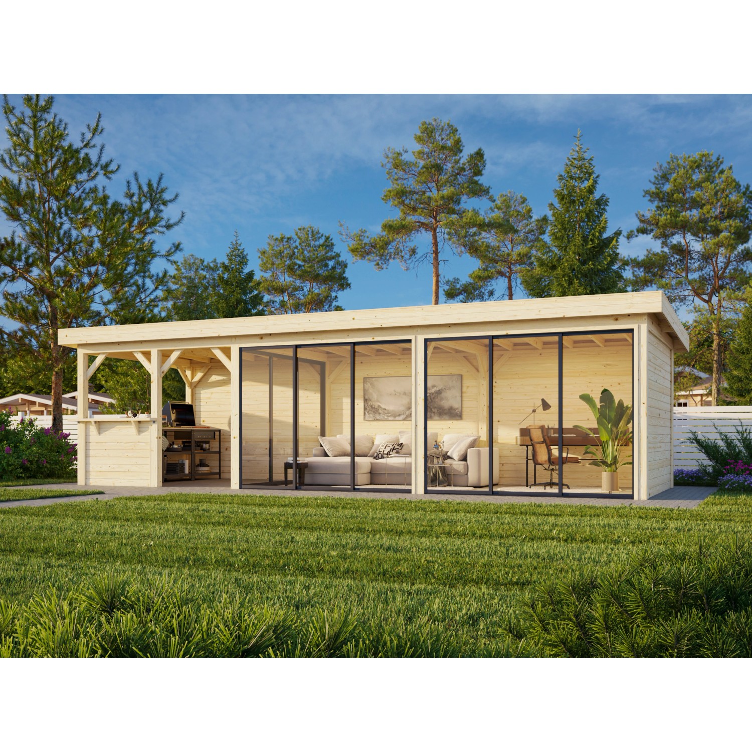 Palmako Pavillon Lenna Set 719 Slide Plus 876 x 300 cm Lackiert Weiß FSC® günstig online kaufen