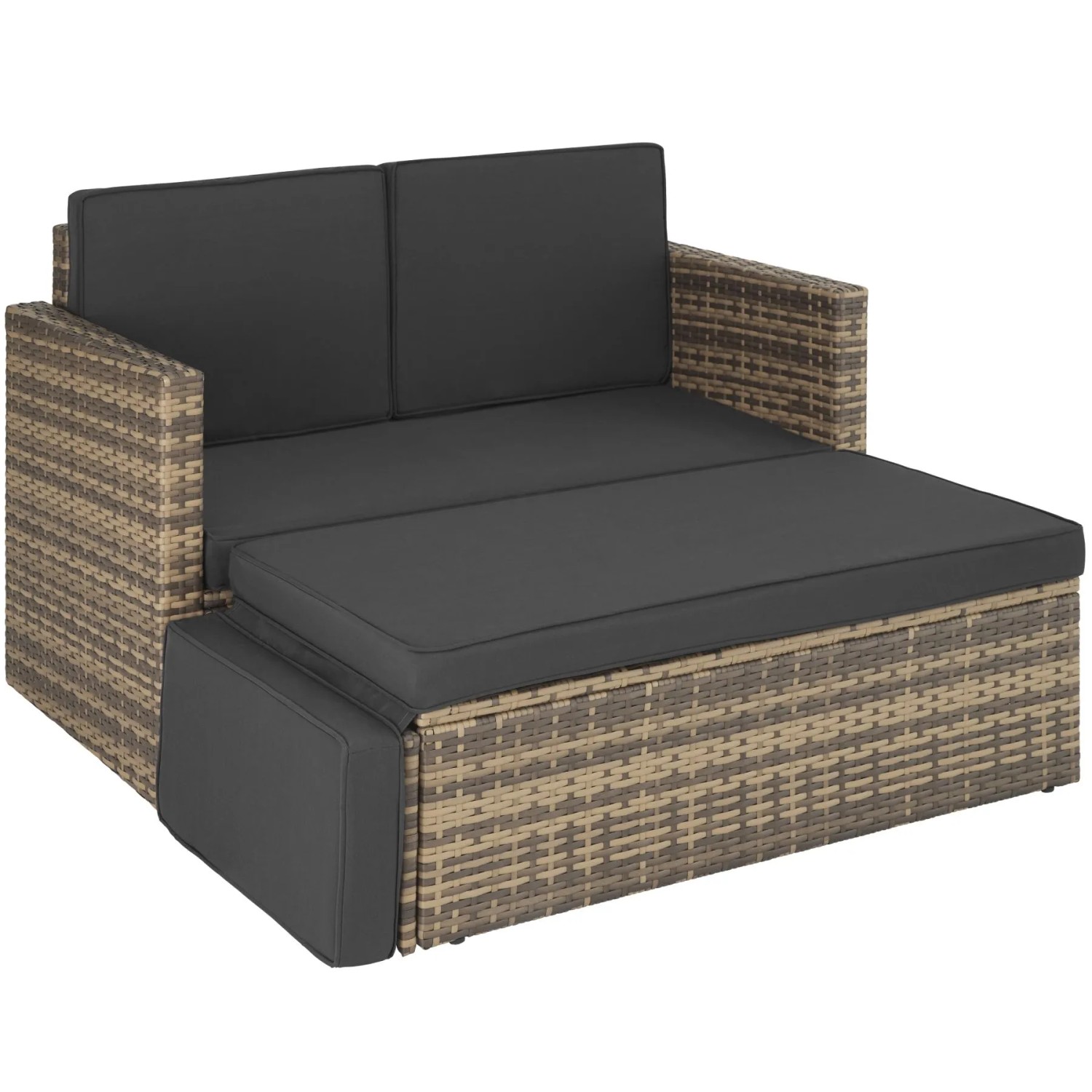 Tectake Rattan Lounge Korfu 2 Sitzer Widerstandsfähig  119 x 64 50 x 71 50 cm Natur