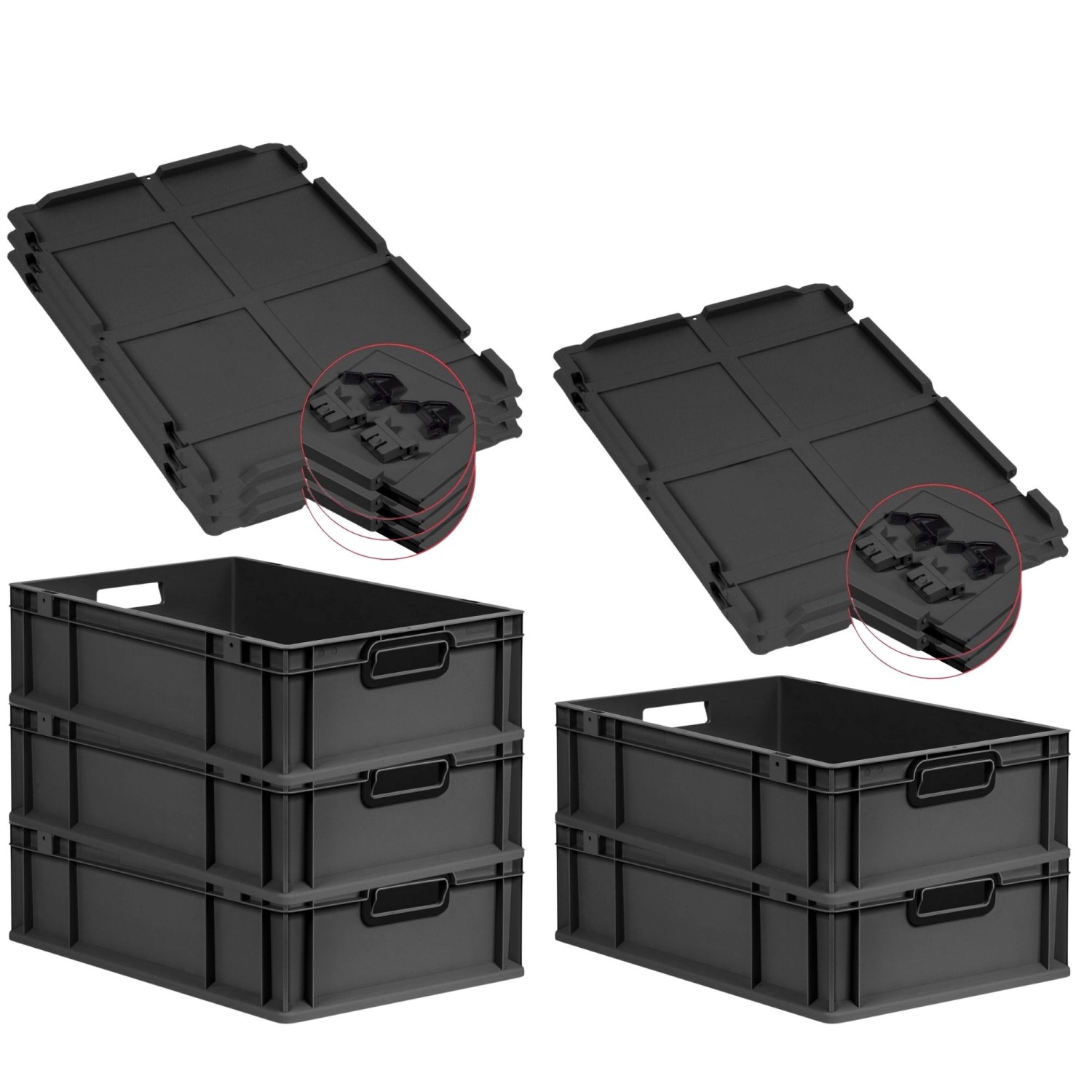 PROREGAL SuperSparSet 5x Eurobox Nextgen Color Mit Scharnierdeckel HxBxT 17 günstig online kaufen