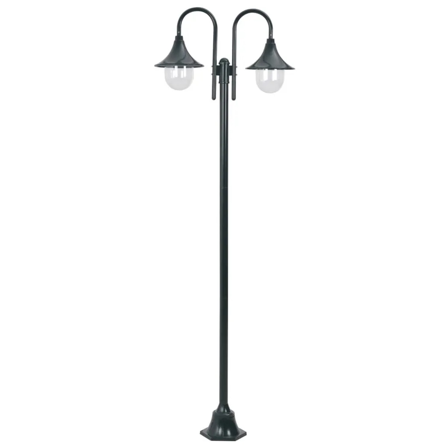 vidaXL Garten-Pollerleuchte E27 220 cm Aluminium 2-Laterne Dunkelgrün 44217