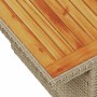 Detailansicht: Tischplatte aus Akazienholz und Rattan der vidaXL Garten-Sofagarnitur, beige.
