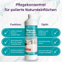 Hotrega Marmor & Granit Pflegereiniger Konzentrat 1L Flasche. Reinigt Natursteinflächen, entfernt Schmutz, Fett, Öl, Seife. Für streifenfreien Glanz.