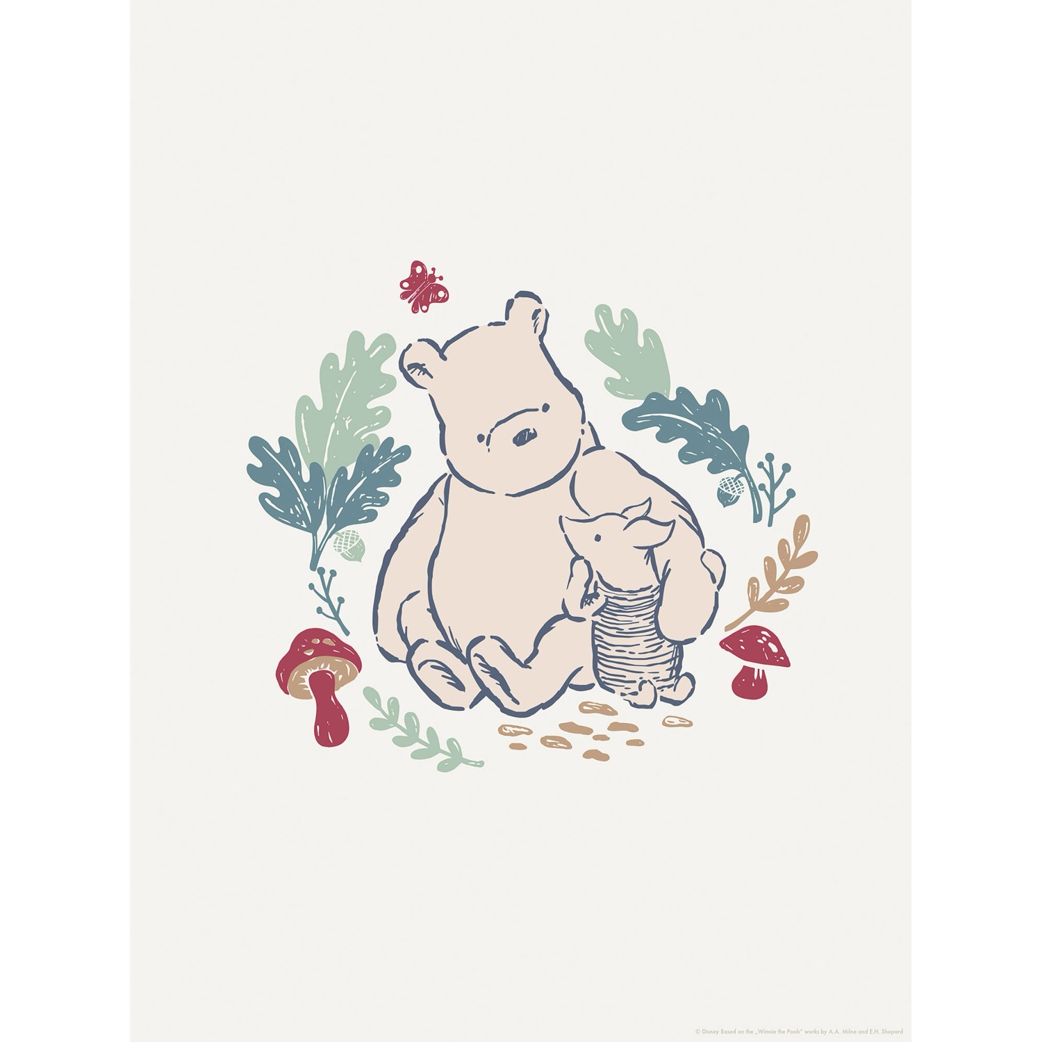 Komar Wandbild Disney Winnie the Pooh Taking Care 30 cm x 40 cm Beige günstig online kaufen