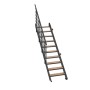 Minka Raumspartreppe Flex Hybrid, schwarz, 10 Stufen mit Eichen-Design. Moderne Metalltreppe für Innenräume.