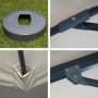 MCW Ampelschirm A96: Ständerbasis, stabile Alu-Streben, cremefarbener Schirmbezug und Befestigungsdetails. Robust und drehbar.