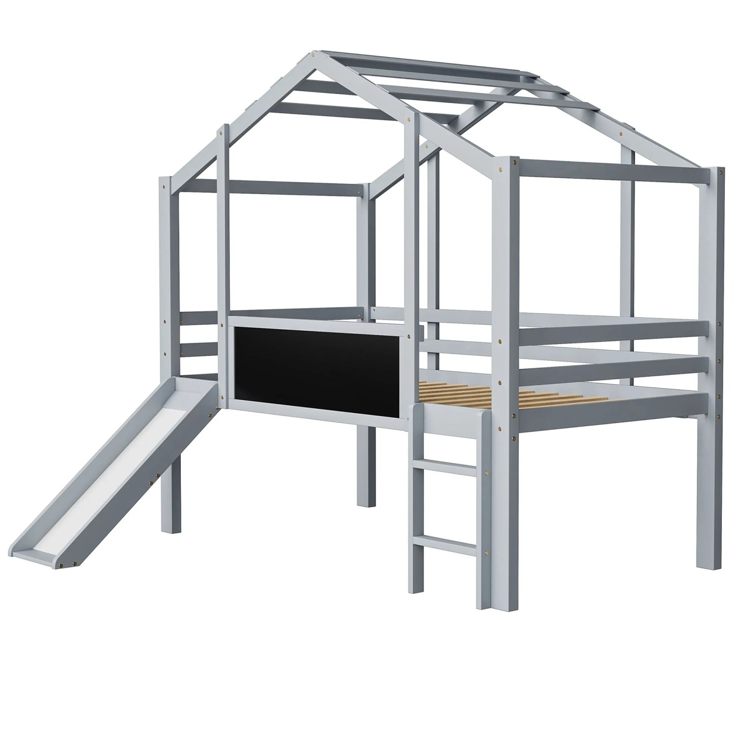 Merax Kinderbett 90x200cm mit Rutsche Graffiti Grau