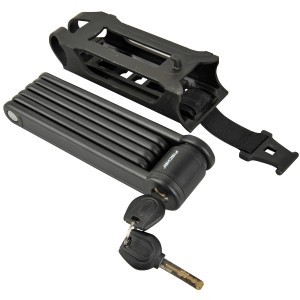 Fischer Faltschloss 85 cm mit Halterung und zwei Schlüsseln, geeignet für Fahrräder.