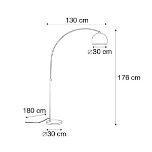 Moderne Bogenlampe in Kupfer mit weißem Schirm (Arc Basic) – eine stilvolle Innenleuchte.