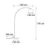 Moderne Bogenlampe in Kupfer mit weißem Schirm (Arc Basic) – eine stilvolle Innenleuchte.