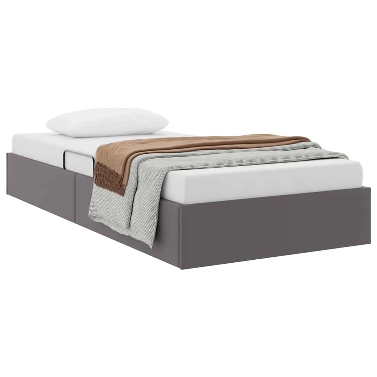 vidaXL Aufbewahrungsbett mit Kopfteil Grau 90 x 190 cm Kunstleder 3369927