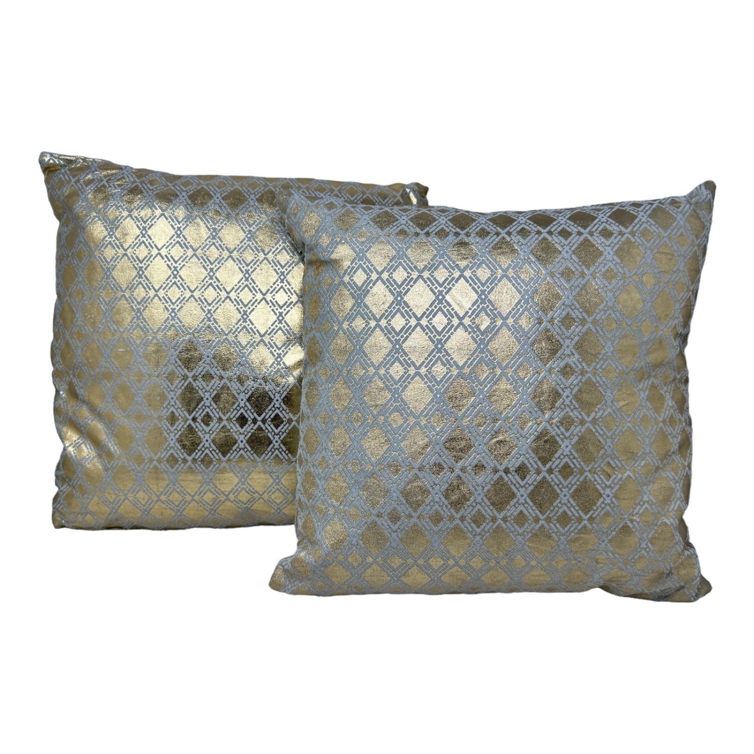 Jet-Line Indoor Dekokissen 2er Set Raute Gold/Grau 40 x 40 cm