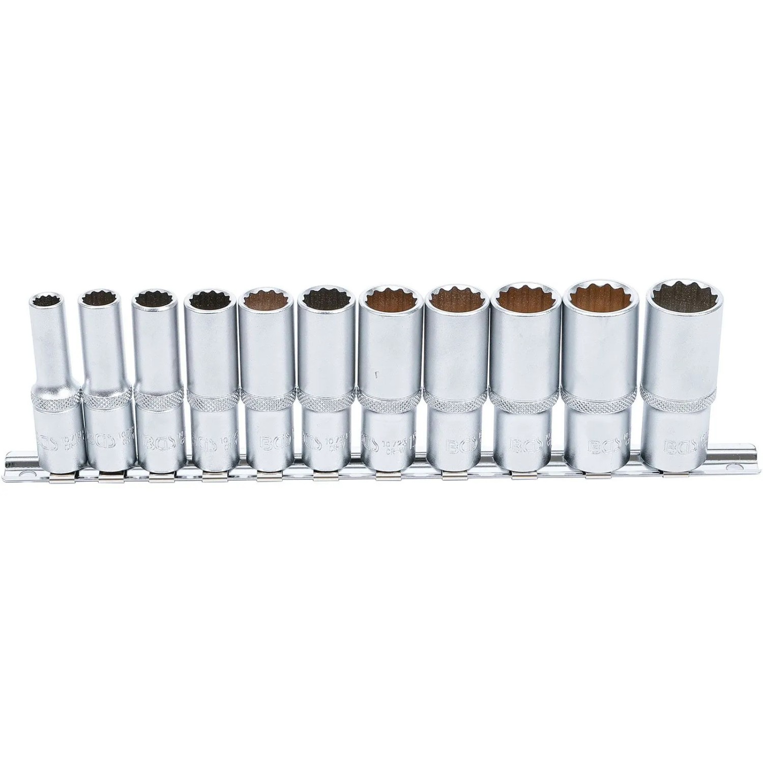 BGS Steckschlüssel Einsatz Satz Zwölfkant  Tief Antrieb Innenvierkant 10 Mm  3 8 Zoll  SW 8 19 Mm 11Tlg  5252