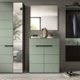 4-teiliges Garderoben-Set in Salbei und Grau: Schrank, Kommode, Spiegel und Paneel. Komplett für den Flur.