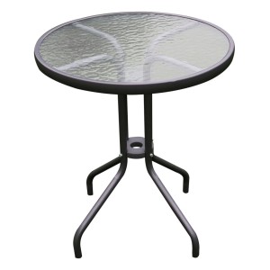 Lex Bistrotisch Balkontisch Gartentisch Terrassentisch Glastisch Dunkelgrau ⌀ 60 cm