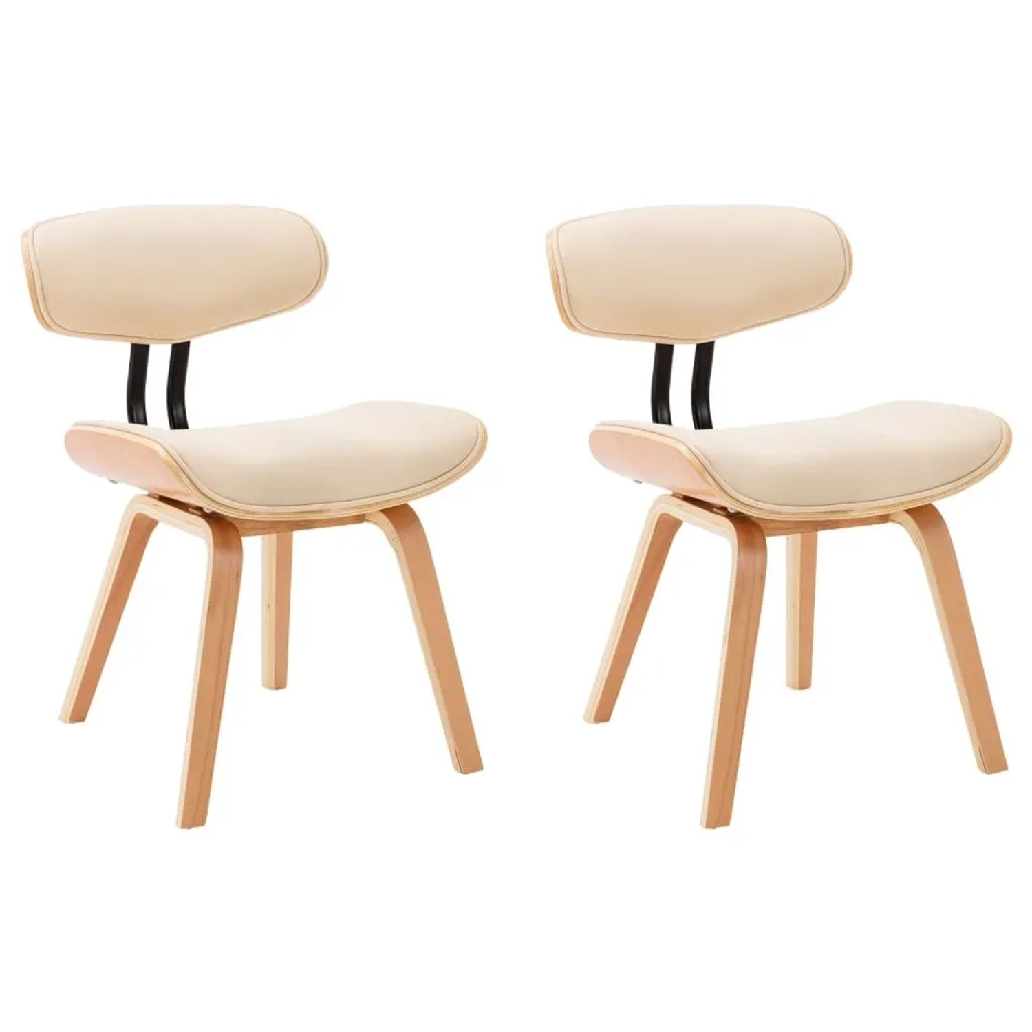 vidaXL Esszimmerstühle 2 Stk Creme Bugholz und Kunstleder 283124