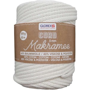 Glorex Makramee Cord, 5mm, 500g, gewebt, Creme. Ideal für kreative Bastelprojekte.