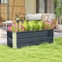 Outsunny Gartenbeet aus Stahl, kohlegrau, mit Blumen bepflanzt. Ideal für Garten und Terrasse.