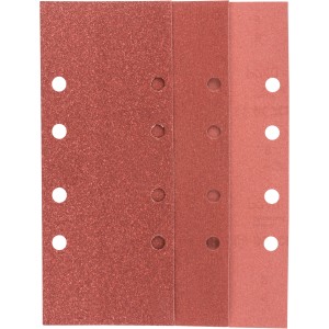 Bosch Schleifblatt-Set Promoline, 25-teilig für Schwingschleifer mit verschiedenen Körnungen und Absauglöchern.