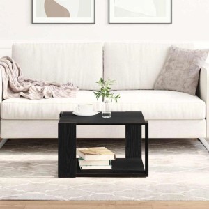 VidaXL Couchtisch, schwarz Eichen-Optik, 85x55x31 cm, Holzwerkstoff. Quadratischer Wohnzimmertisch mit Ablage.