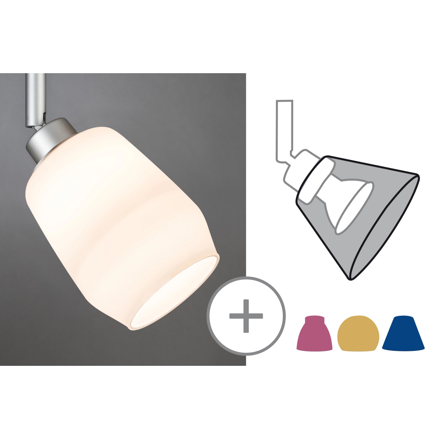 Paulmann URail Lampenschirm Vento Satinglas für Schienensystem, 9,5x8x5cm.