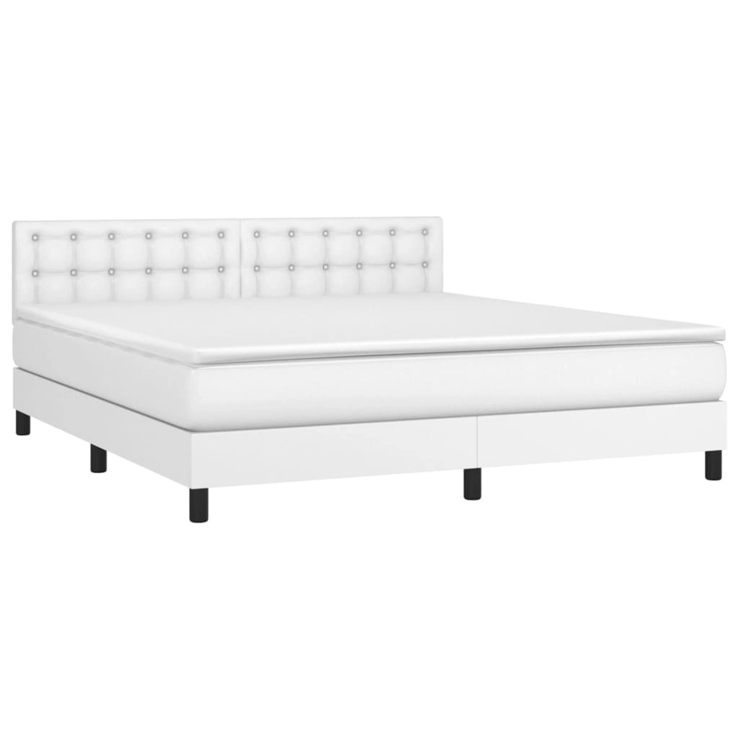 vidaXL Boxspringbett mit Matratze & LED Weiß 180x200 cm Kunstleder 3134238 günstig online kaufen