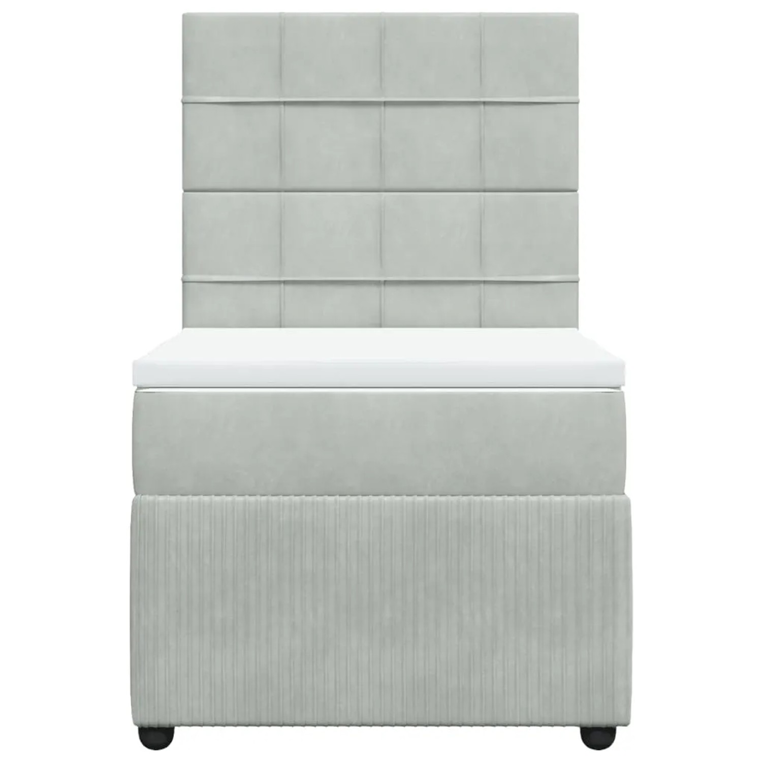 Hellgraues vidaXL Boxspringbett 90x190 cm mit Samtbezug, Matratze und Kopfteil.