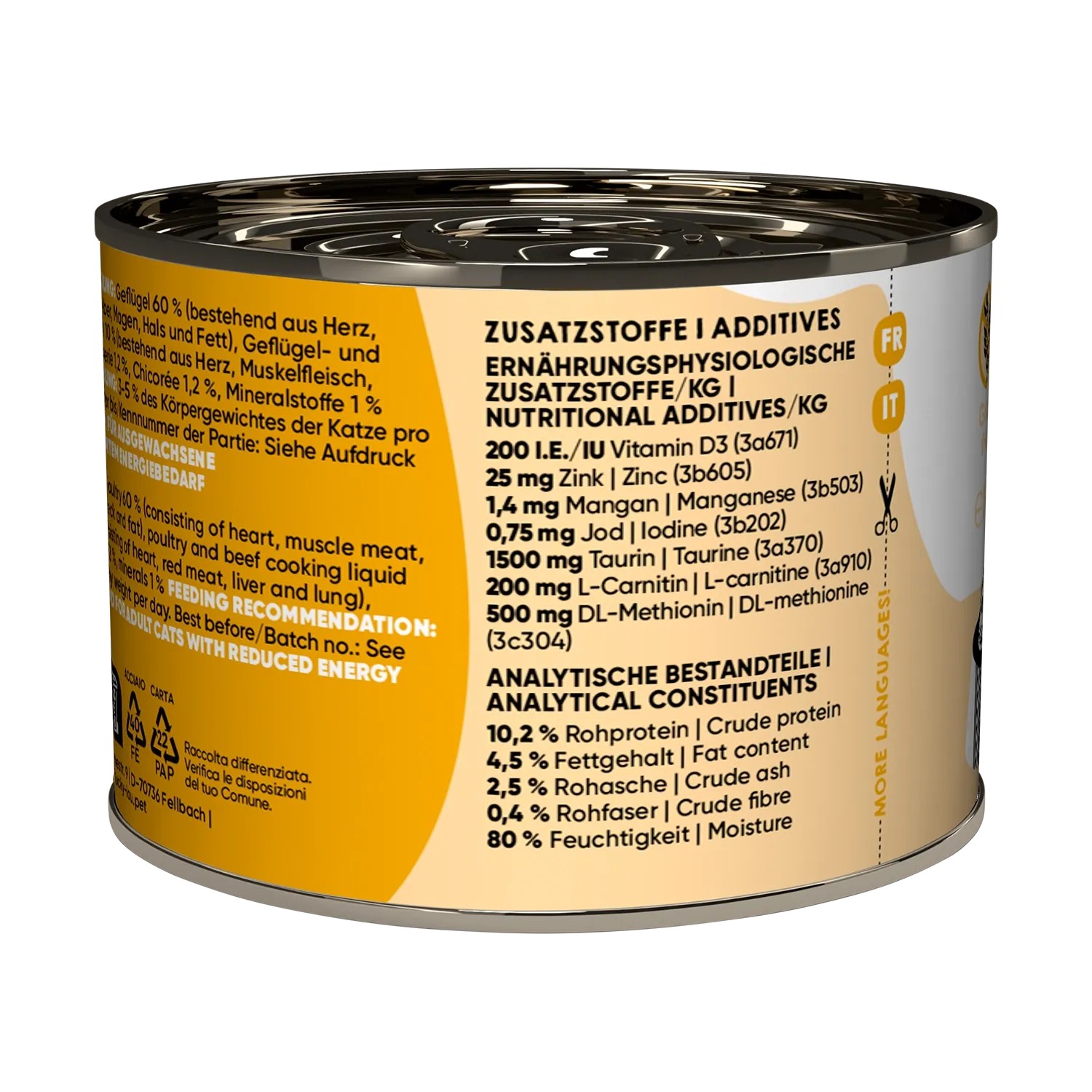 Lucky Lou Katzen-Nassfutter Sterilized Geflügel & Rind, 200g Dose.