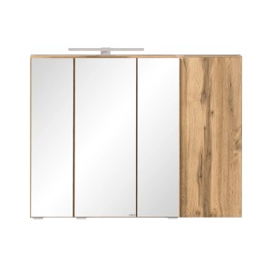 Held Möbel 3D-Spiegelschrank Ancona, 85 cm, Wotaneiche mit LED-Leuchte.