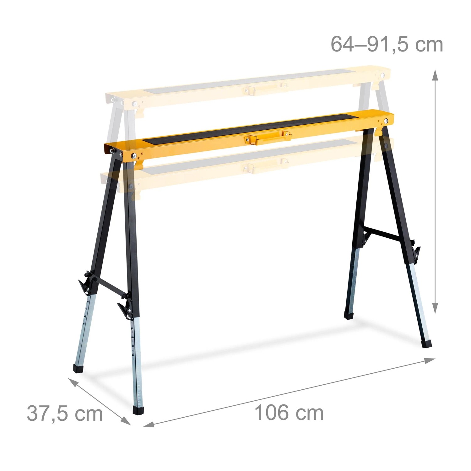 Relaxdays Arbeitsbock 2er Set Stahl Orange Höhenverstellbar 91,5 cm x 106 cm x 50 cm_4