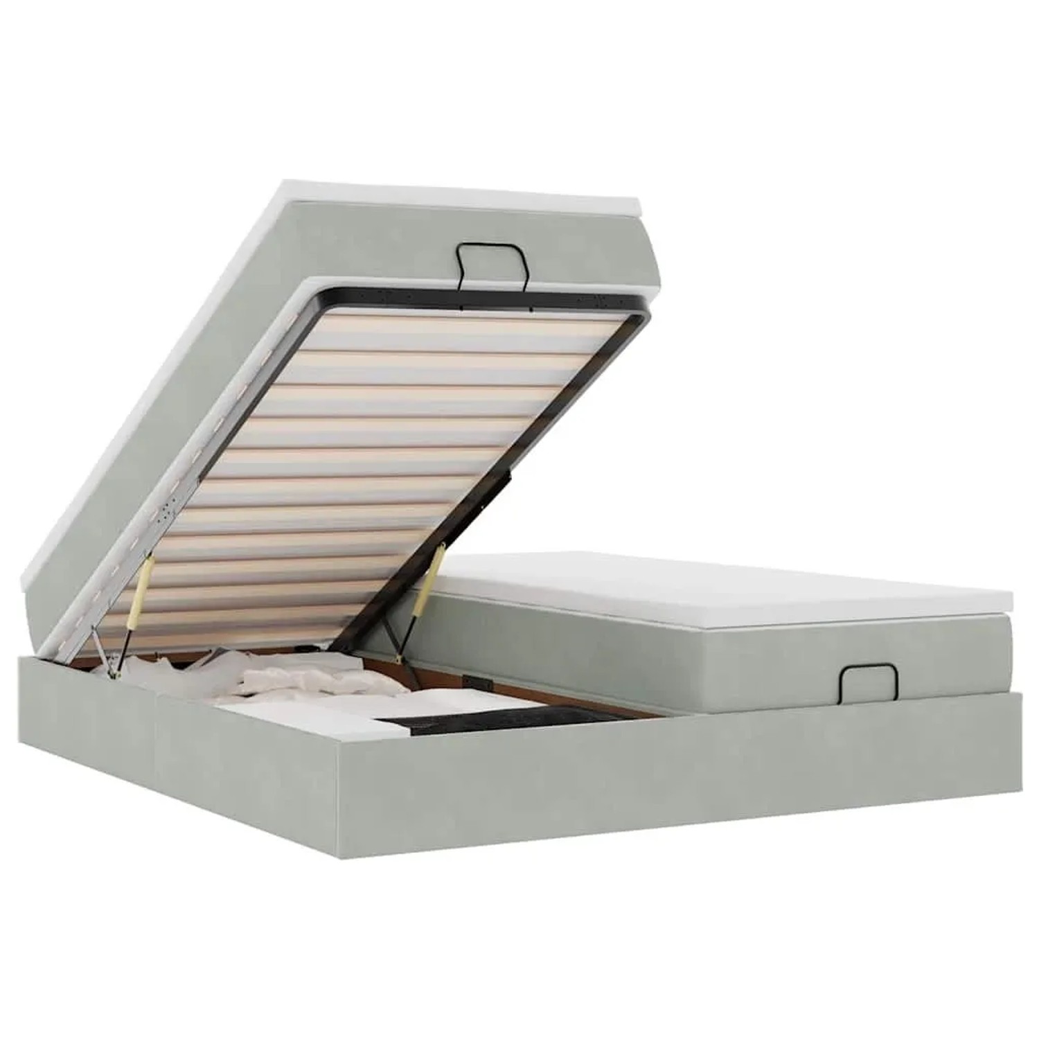 vidaXL Ottoman-Bett mit Matratzen Hellgrau 200x200 cm Samt 3311267