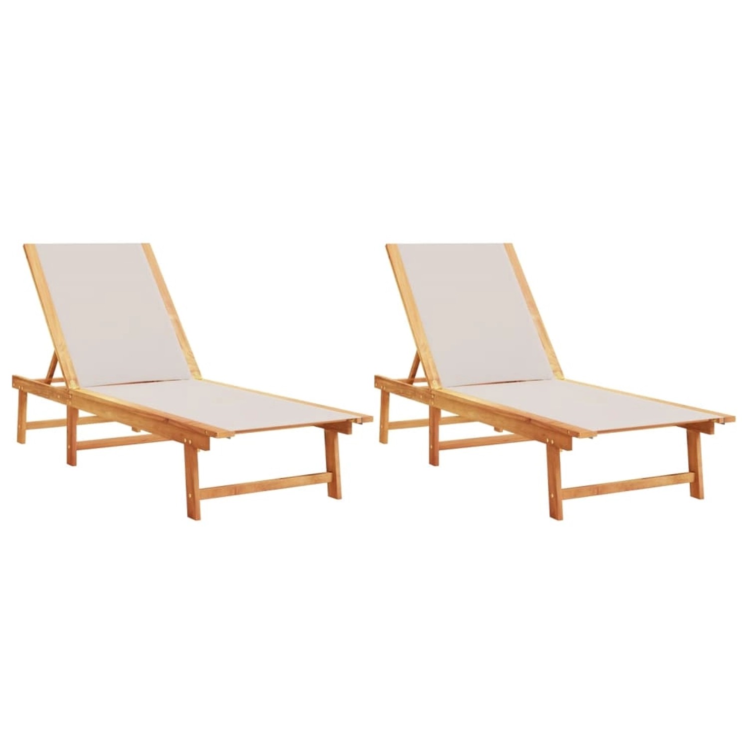vidaXL Sonnenliegen 2 Stk Grau Massivholz Akazie und Textilene 3279249 günstig online kaufen