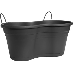 Anthrazitfarbener Florus Blumenkasten Mediterran, 37x27cm, für Balkongeländer.