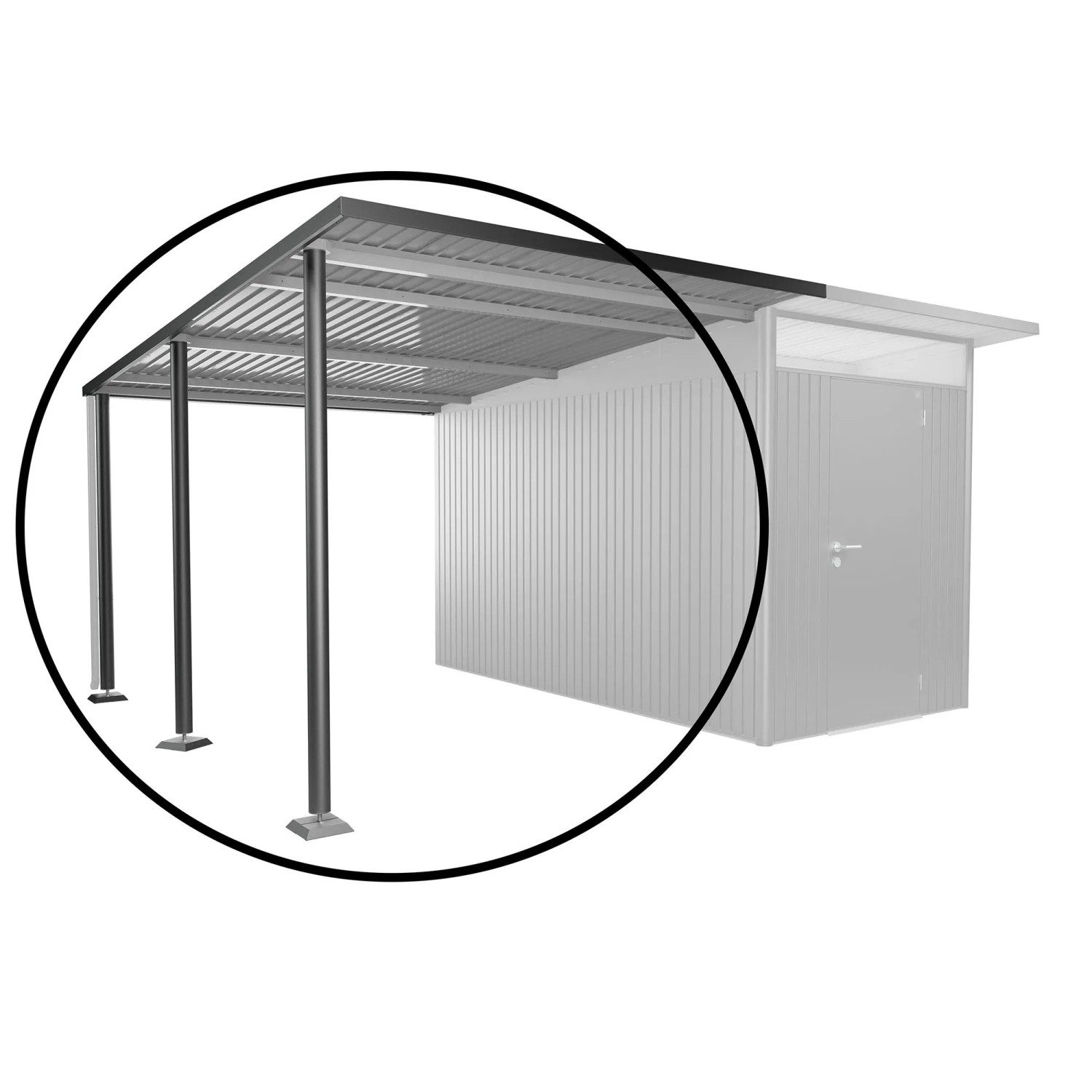 Biohort Seitendach für Gerätehaus AvantGarde A4, A8 Gr. L Dunkelgrau-Metallic
