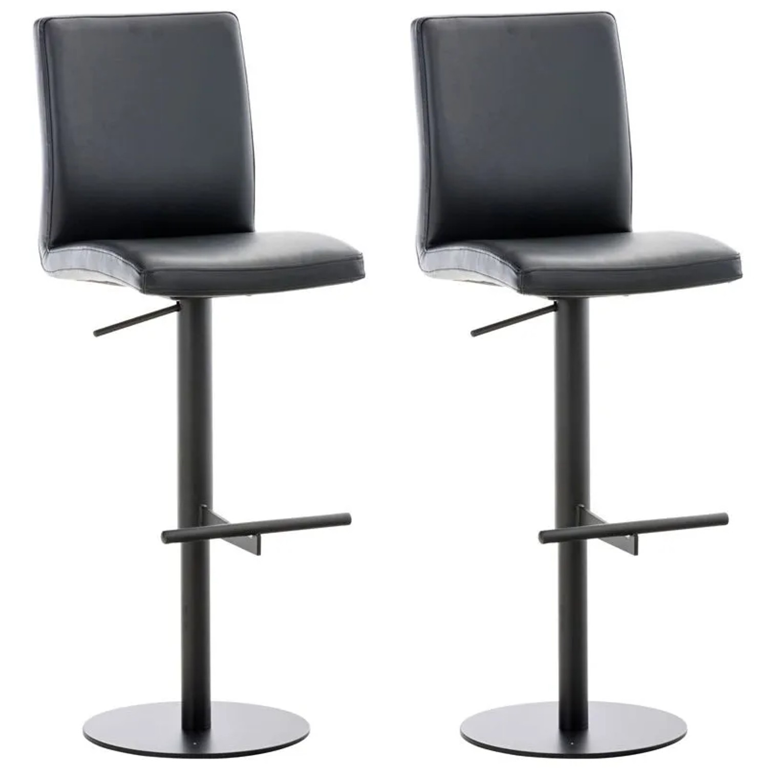 CLP 2er Set Barhocker Cadiz Kunstlederbezug Schwarz/Schwarz