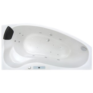 Eck-Whirlpool Badewanne Formentera Rechts, 160x90 cm, mit Massagedüsen und Kopfstütze.