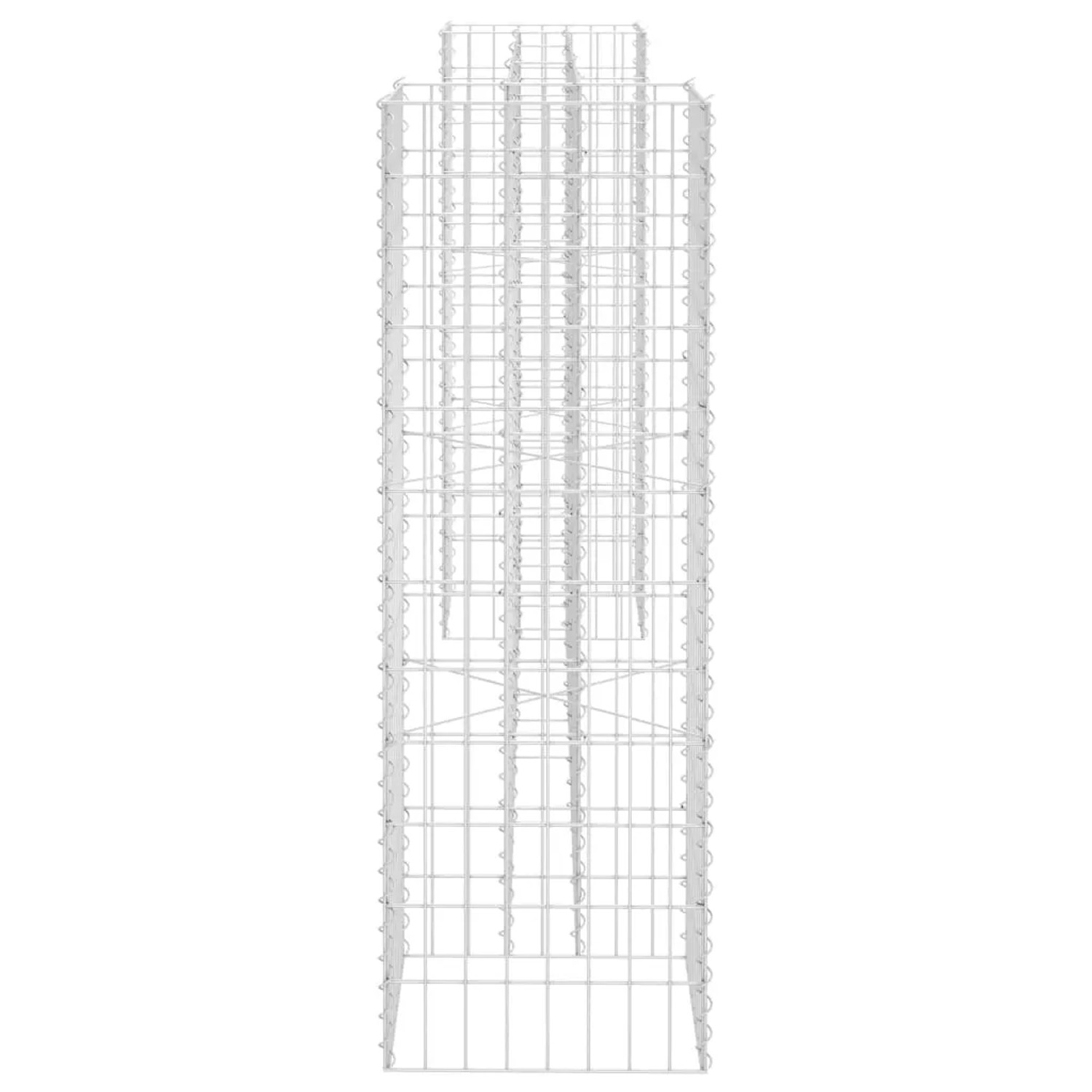 vidaXL Gabionen-Pflanzkübel H-Form, Stahldraht, 260x40x120 cm, für Hochbeete.