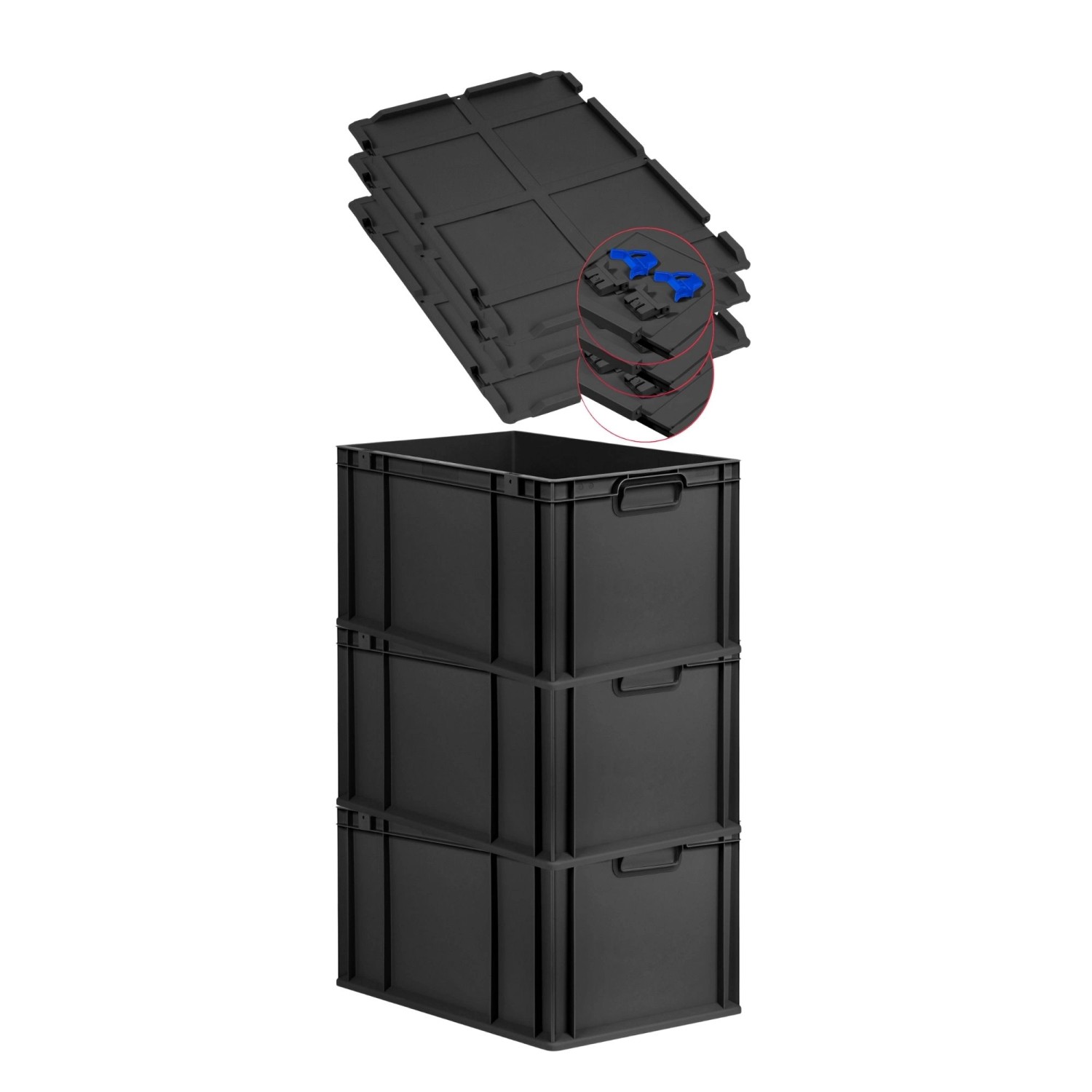 PROREGAL SuperSparSet 3x Eurobox Nextgen Grip Mit Scharnierdeckel Und Blaue günstig online kaufen
