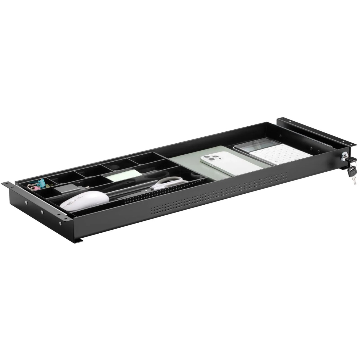 SOTECH CAVO Dokumentenschublade Abschließbar Aus Stahl 740 x 250 mm inkl. Schubladeneinsatz Schwarz Unterbauschublade_3
