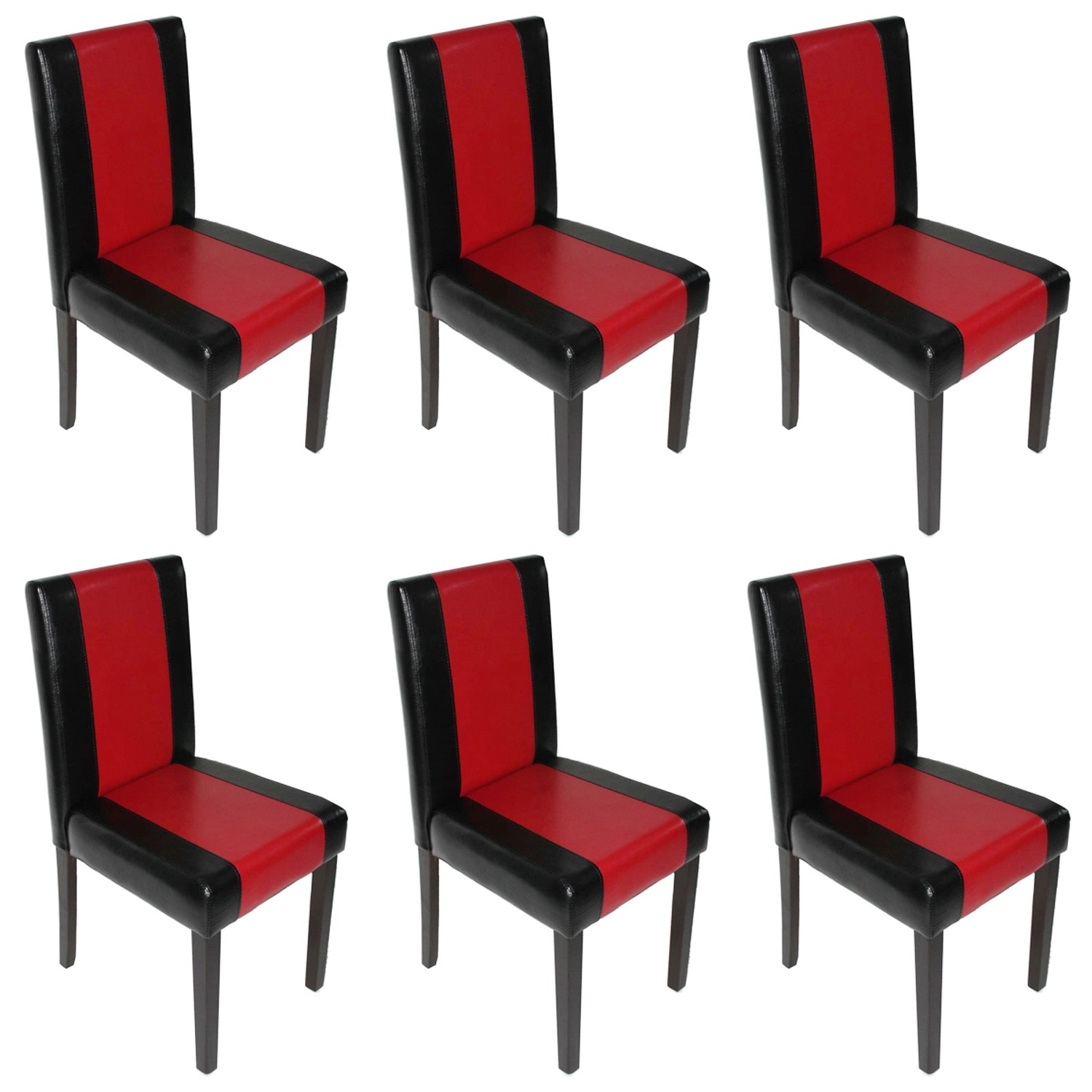 MCW Esszimmerstuhl Littau Kunstleder 6er-Set Kunstleder Schwarz-Rot Dunkle günstig online kaufen