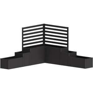 Biohort Pflanzkasten DaVinci, dunkelgrau-metallic, mit Sichtschutz, Metall-Hochbeet für Garten und Terrasse.