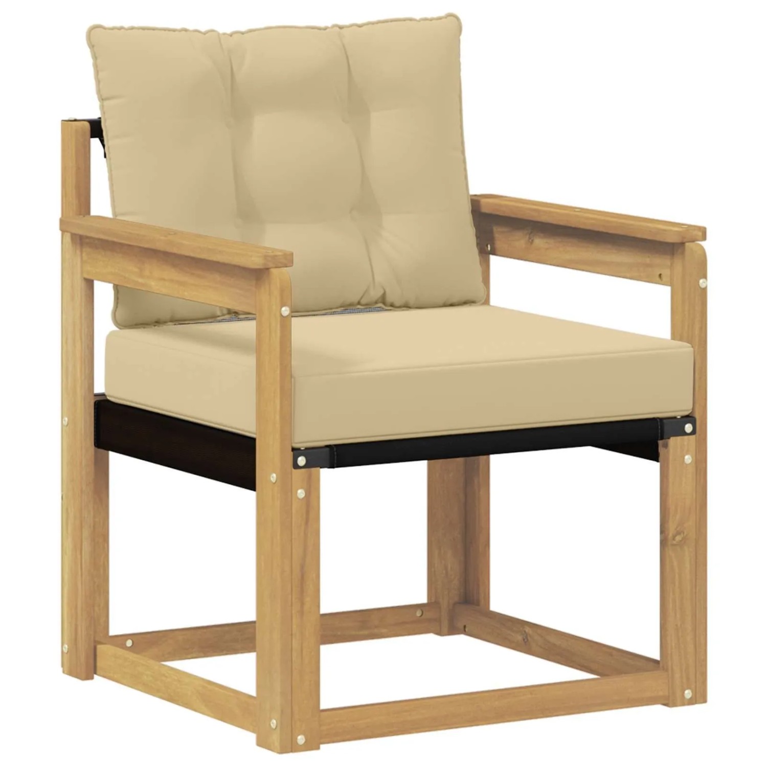 vidaXL Outdoor-Sofa Massives Akazienholz und Textilene Weiß 3439035